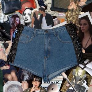 VTG Rocky Mountain Bikerwear Lace-Up Denim Shorts - Large